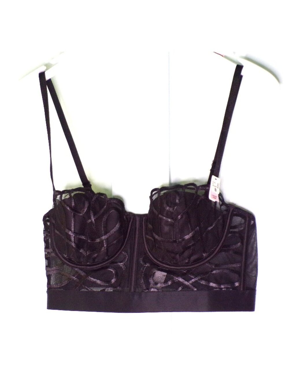 🆕ETAM Embroidery Mesh Underwire Bustier Bra 36B Black